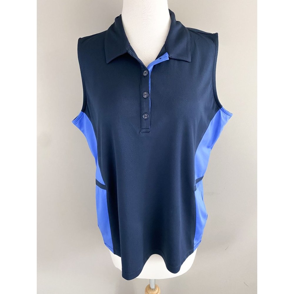EP Navy Blue Sleeveless Athletic 1/4 Button Golf Tank Top XL